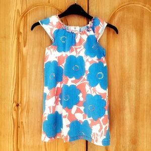 Hannah Adersson Floral Sleeveless Dress in Blue and Coral, Size 5